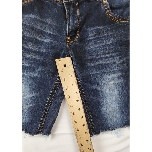 Amethyst Shorts Juniors 11 Distressed Cutoff Raw Stitched Denim Jean Stretch - Picture 5 of 7